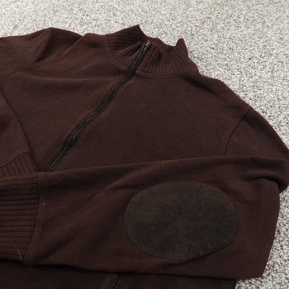 Ralph Lauren Jacket Womens L Brown Elbow Patch Zip Bomber Sweater Sweatshirt USA